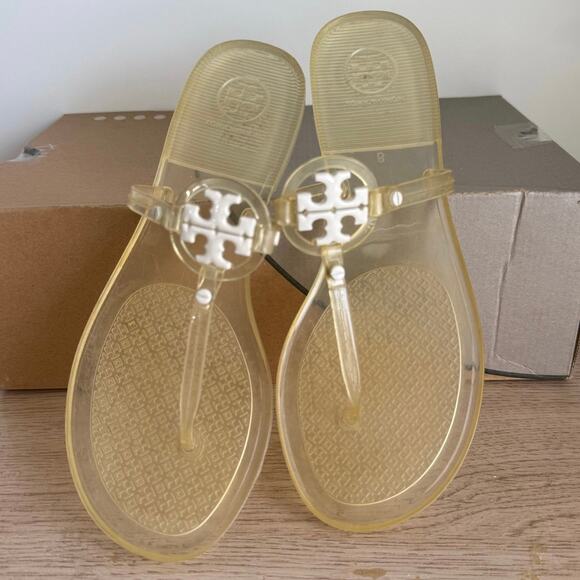 Tory Burch Women’s Mini Miller Yellow Flat Thong Jelly Sandals- SZ 8 - Picture 2 of 11